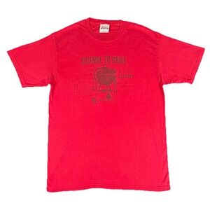 Vintage Y2K License To Grill T Shirt Mens M Red BBQ Graphic Hanes Tee